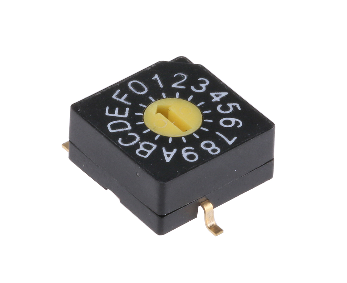 KNITTER-SWITCH 16 Way Surface Mount DIP Switch, Rotary Flush Actuator