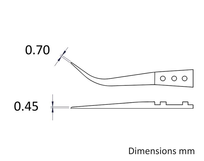 a7mz ideal-tek 45 mm Zirconia Toughened Aluminium Fine, Curved ESD Safe Tweezer Tips