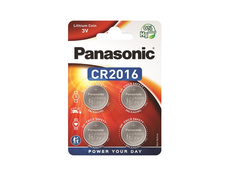 Panasonic CR2016 Button Battery, 3V, 20mm Diameter