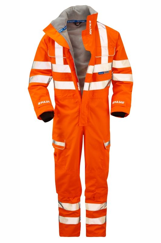 pr505-4xl PULSAR Orange Reusable Hi Vis Overalls, 4XL