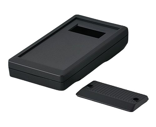 OKW A90 Series Black ABS Handheld Case Integral Battery Compartment, IP54, 120 mm x 22 mm x, 65 mm