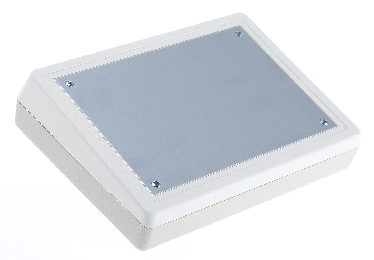 OKW DeskCase 190 Series RAL 7032, Grey, Off-White, Black, White, Pebble Grey ABS Desktop Enclosure Sloped Front, 138 mm