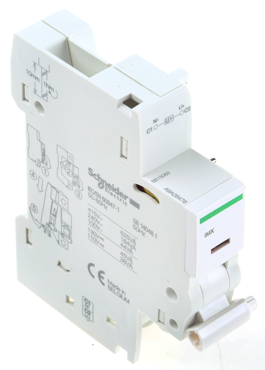 Schneider Electric 100V ac, 110 V dc, 130 V dc, 415 V ac DIN Rail Shunt Trip Shunt Trip for use with Ild Double