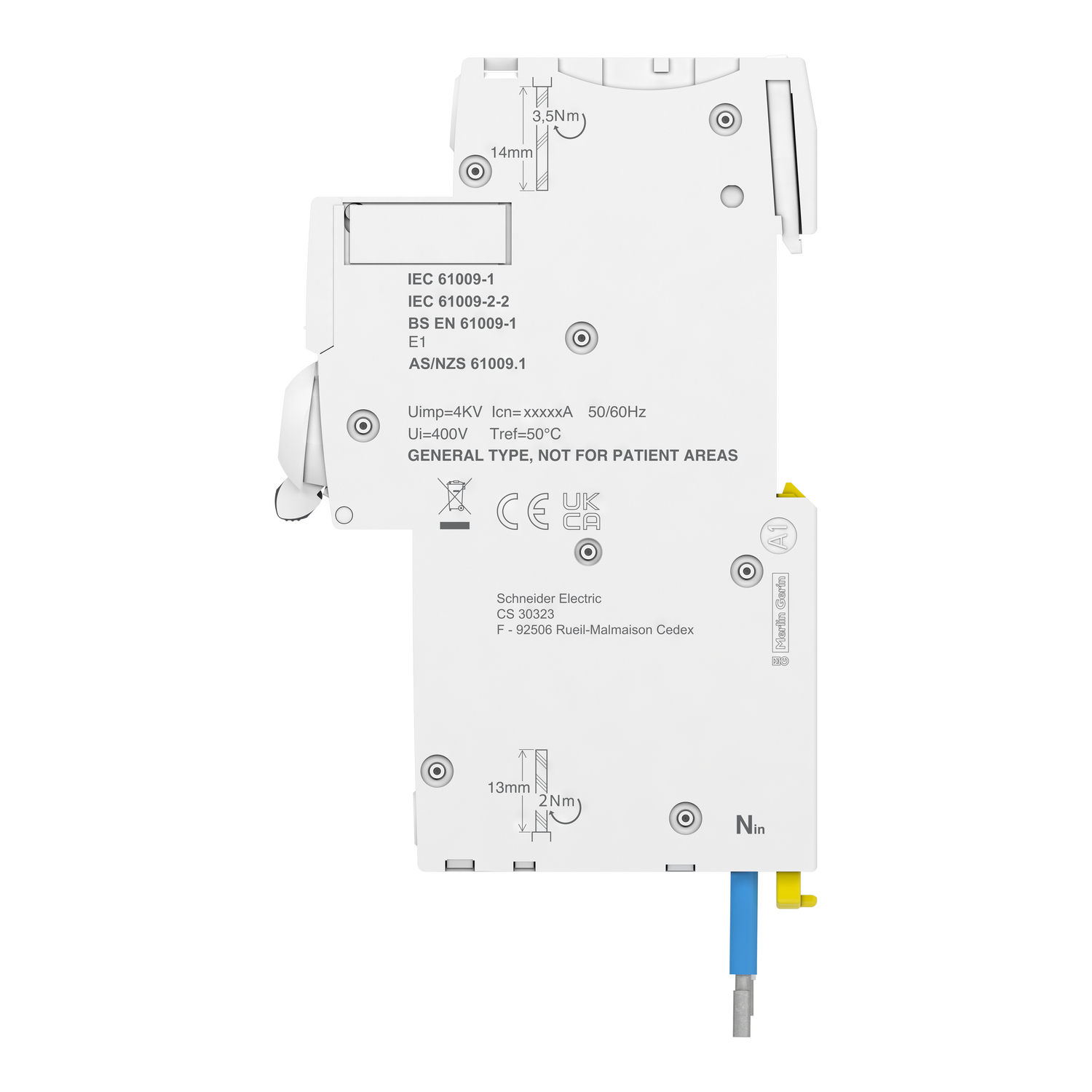 a9d10820 Schneider Electric Residual Current Circuit Breaker with Overload Protection, 20A Current Rating, 1-Pole, 10 mA Trip