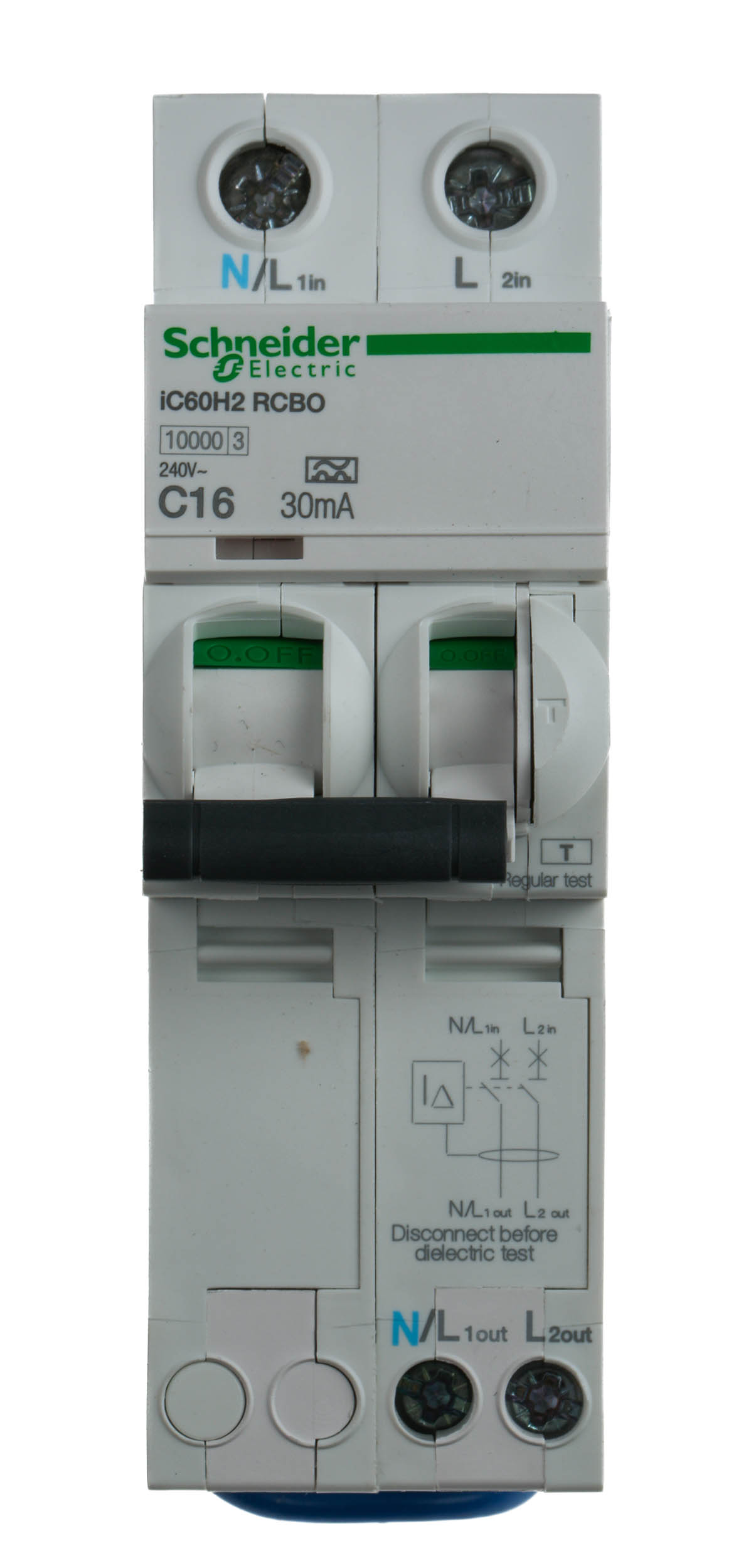 a9d11216 Schneider Electric Residual Current Circuit Breaker with Overload Protection, 16A Current Rating, 1-Pole, 30 mA Trip