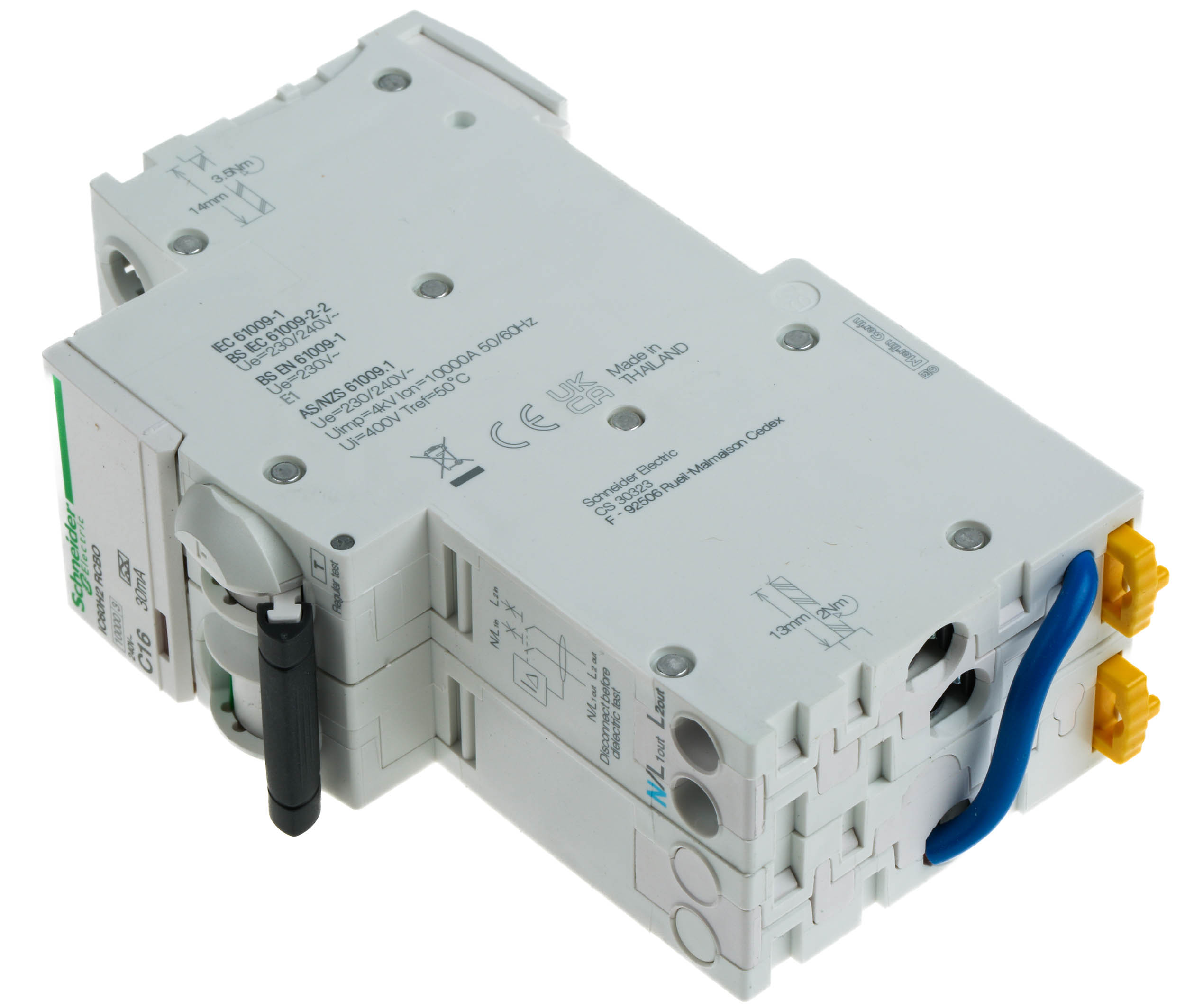 a9d11216 Schneider Electric Residual Current Circuit Breaker with Overload Protection, 16A Current Rating, 1-Pole, 30 mA Trip