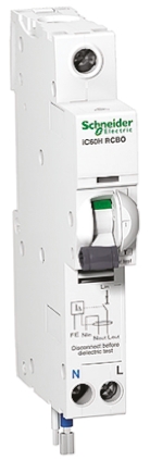 Schneider Electric Residual Current Circuit Breaker with Overload Protection, 20A Current Rating, 2-Pole, 30 mA Trip