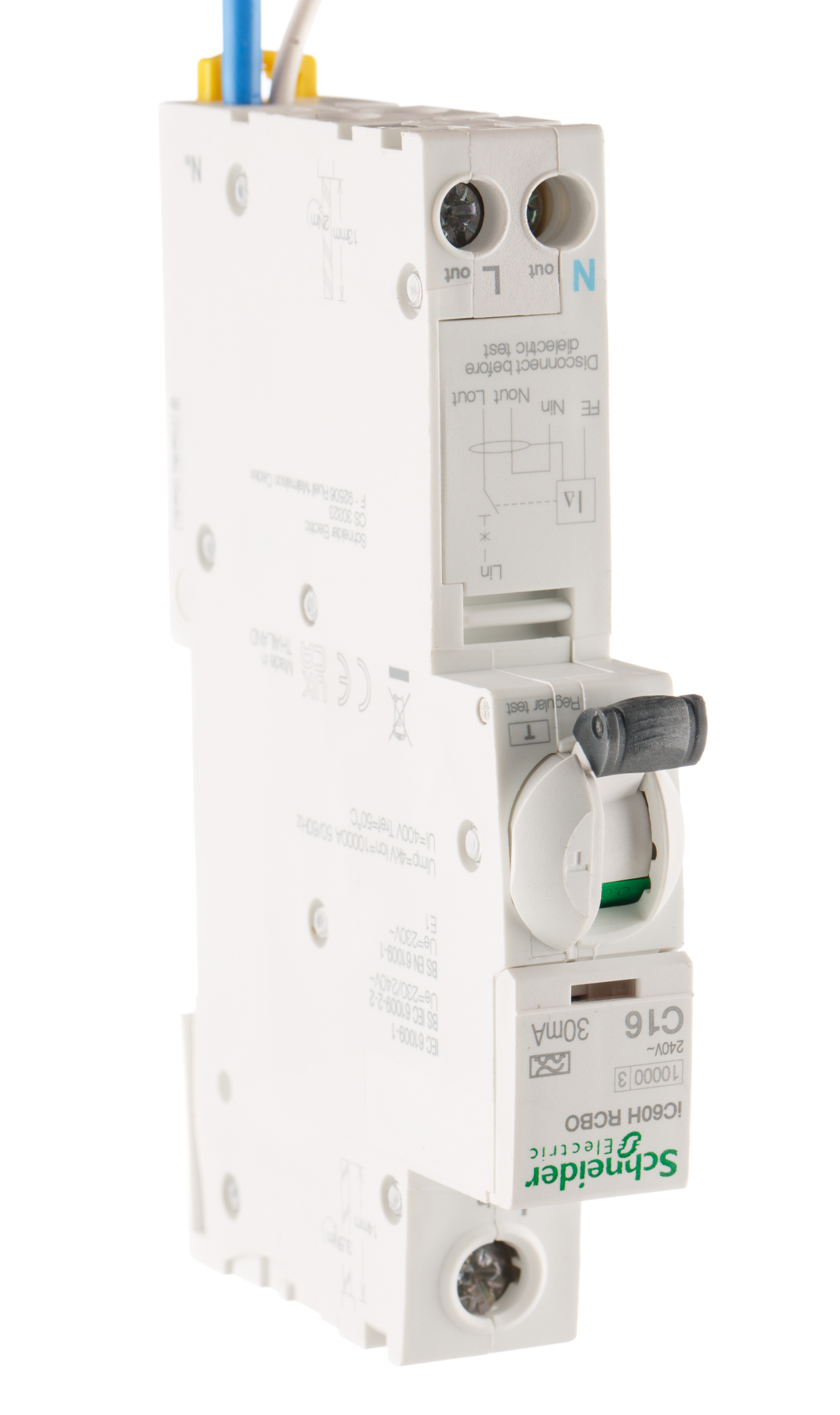 a9d11816 Schneider Electric Residual Current Circuit Breaker with Overload Protection, 16A Current Rating, 1-Pole, 30 mA Trip