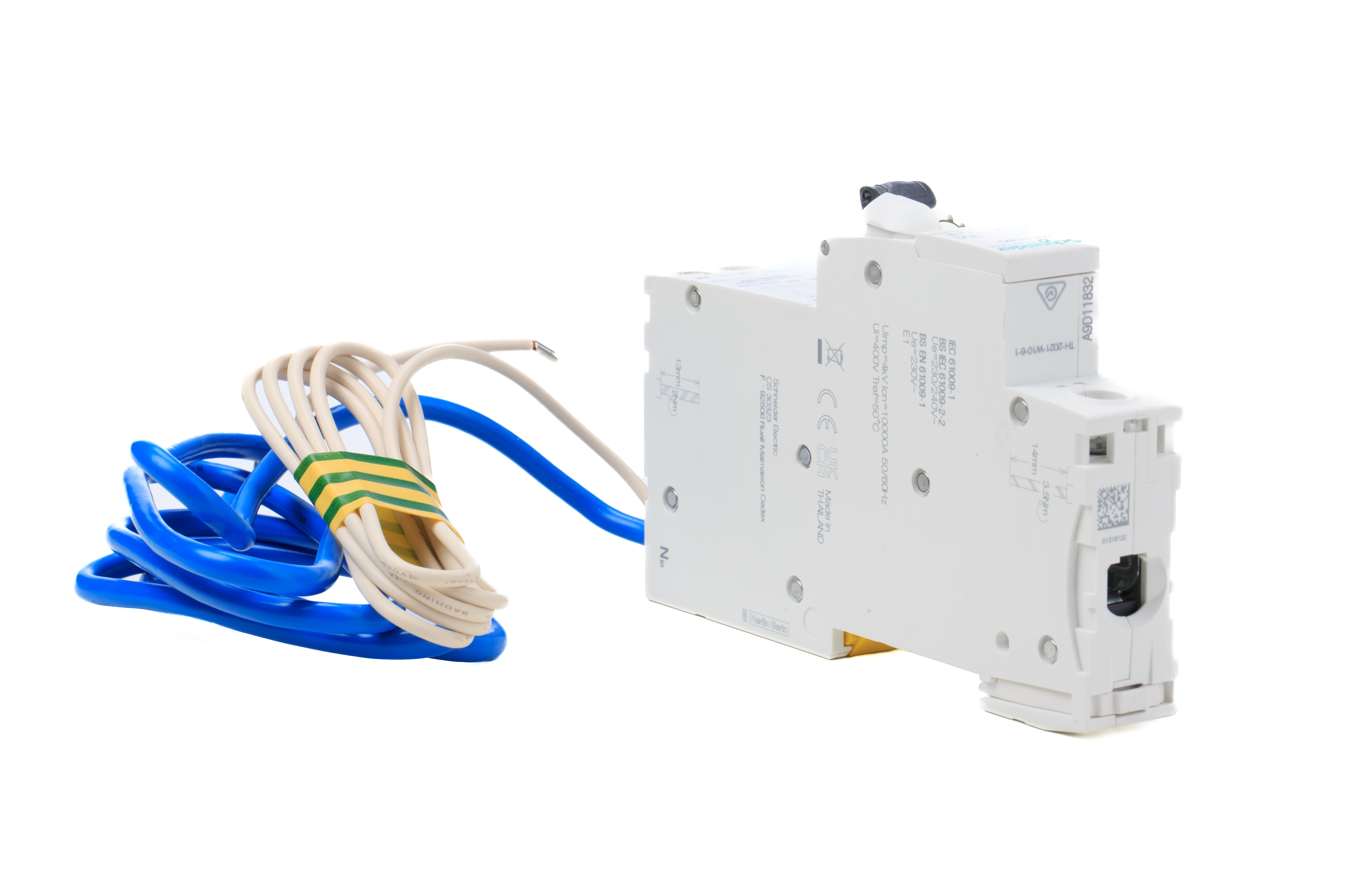 Schneider Electric Residual Current Circuit Breaker with Overload Protection, 32A Current Rating, 1-Pole, 30 mA Trip