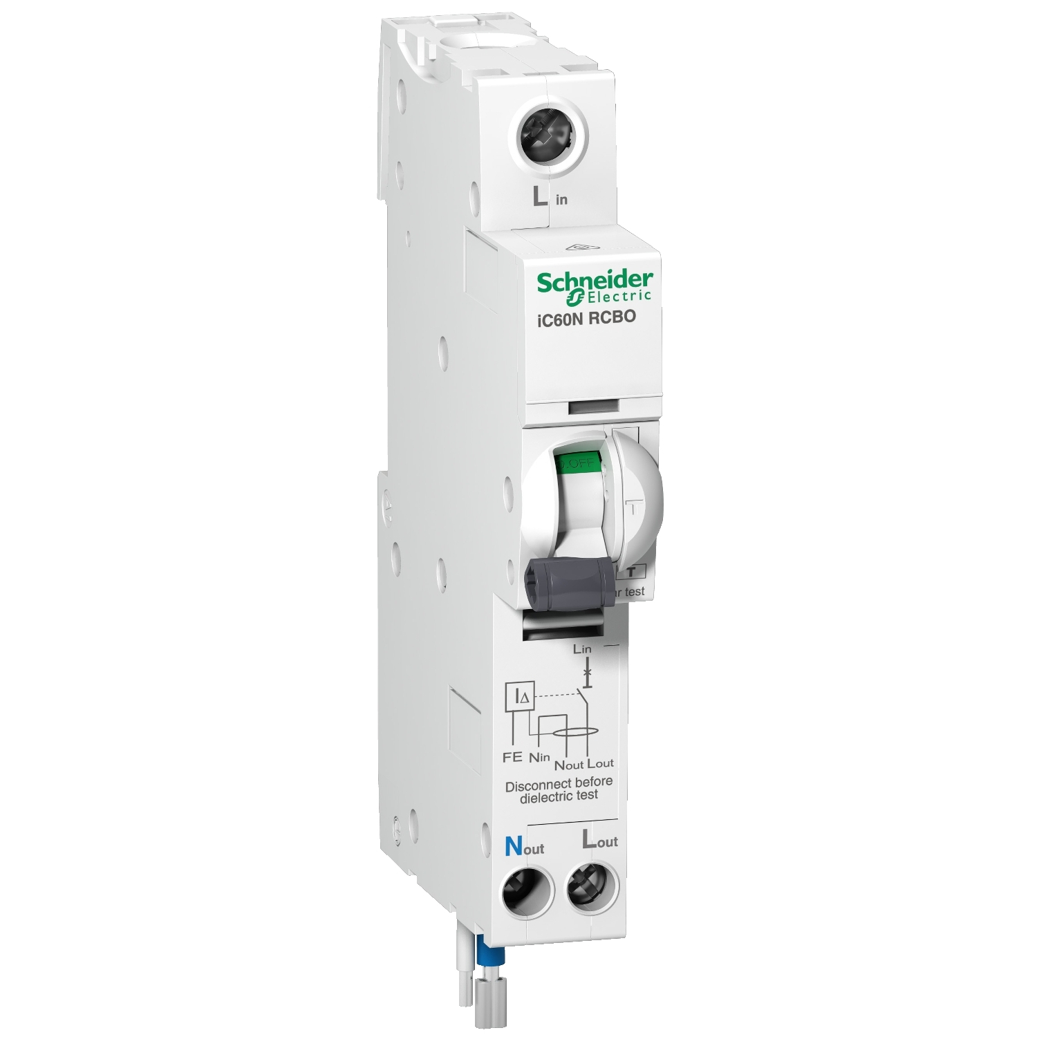 Schneider Electric Residual Current Circuit Breaker with Overload Protection, 32A Current Rating, 1-Pole, 100 mA Trip