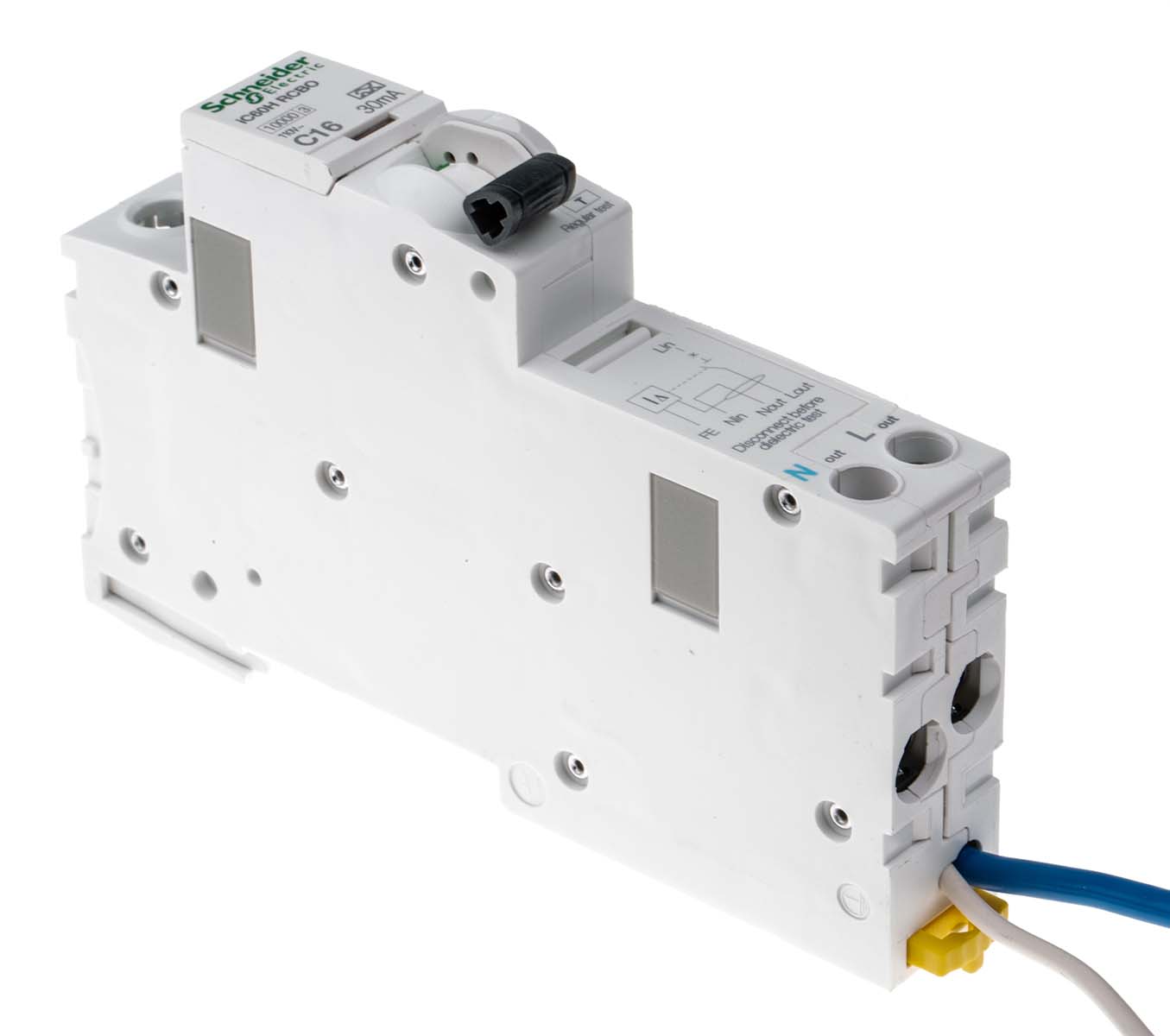 Schneider Electric Residual Current Circuit Breaker with Overload Protection, 16A Current Rating, 1-Pole, 30 mA Trip