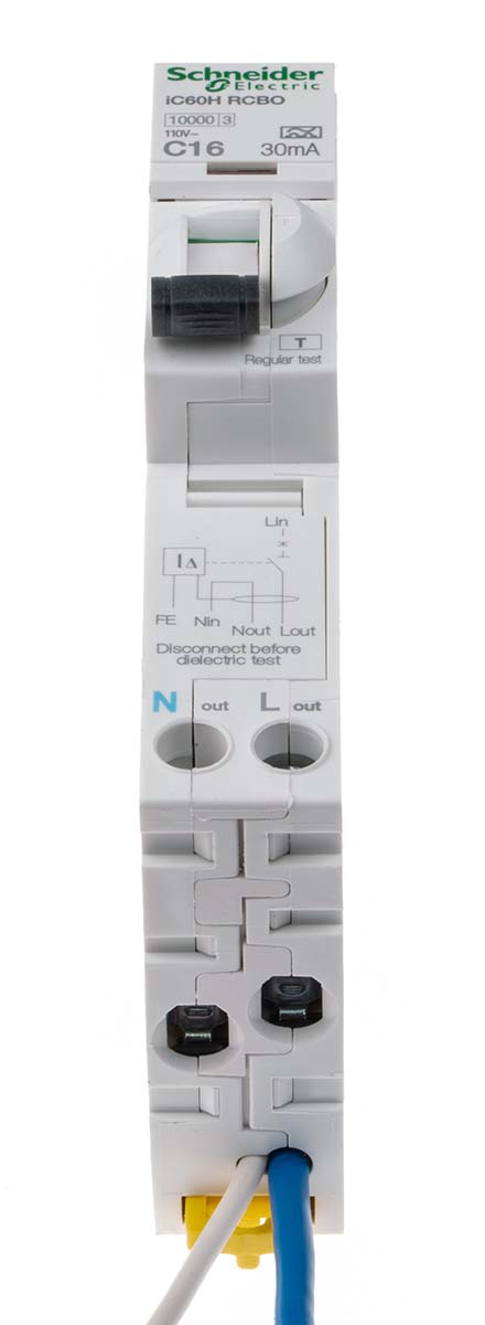 a9d19816 Schneider Electric Residual Current Circuit Breaker with Overload Protection, 16A Current Rating, 1-Pole, 30 mA Trip