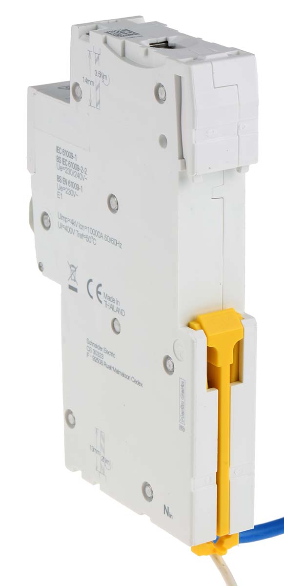 a9d31806 Schneider Electric Residual Current Circuit Breaker with Overload Protection, 6A Current Rating, 1-Pole, 30 mA Trip