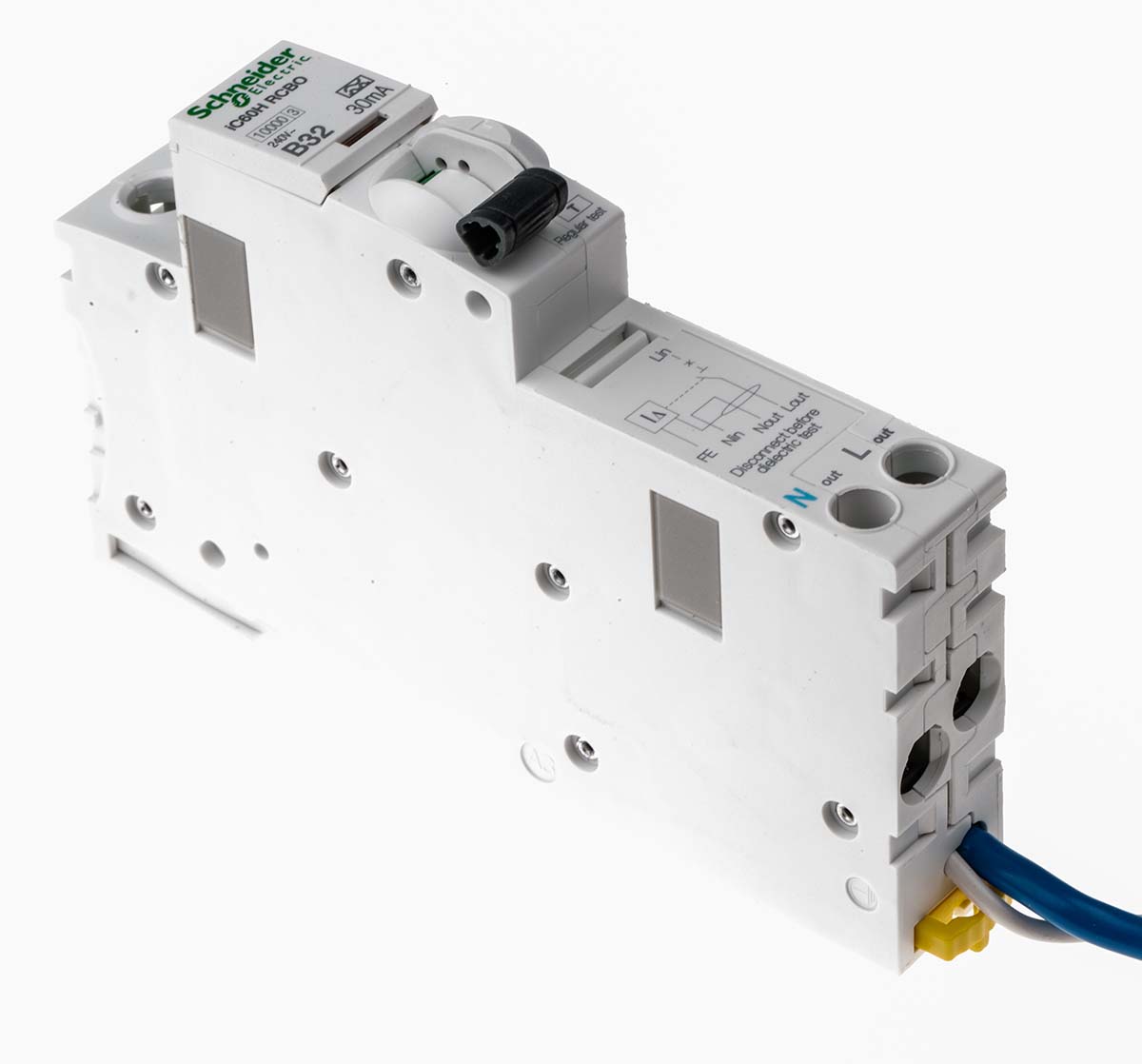 Schneider Electric Residual Current Circuit Breaker with Overload Protection, 32A Current Rating, 1-Pole, 30 mA Trip