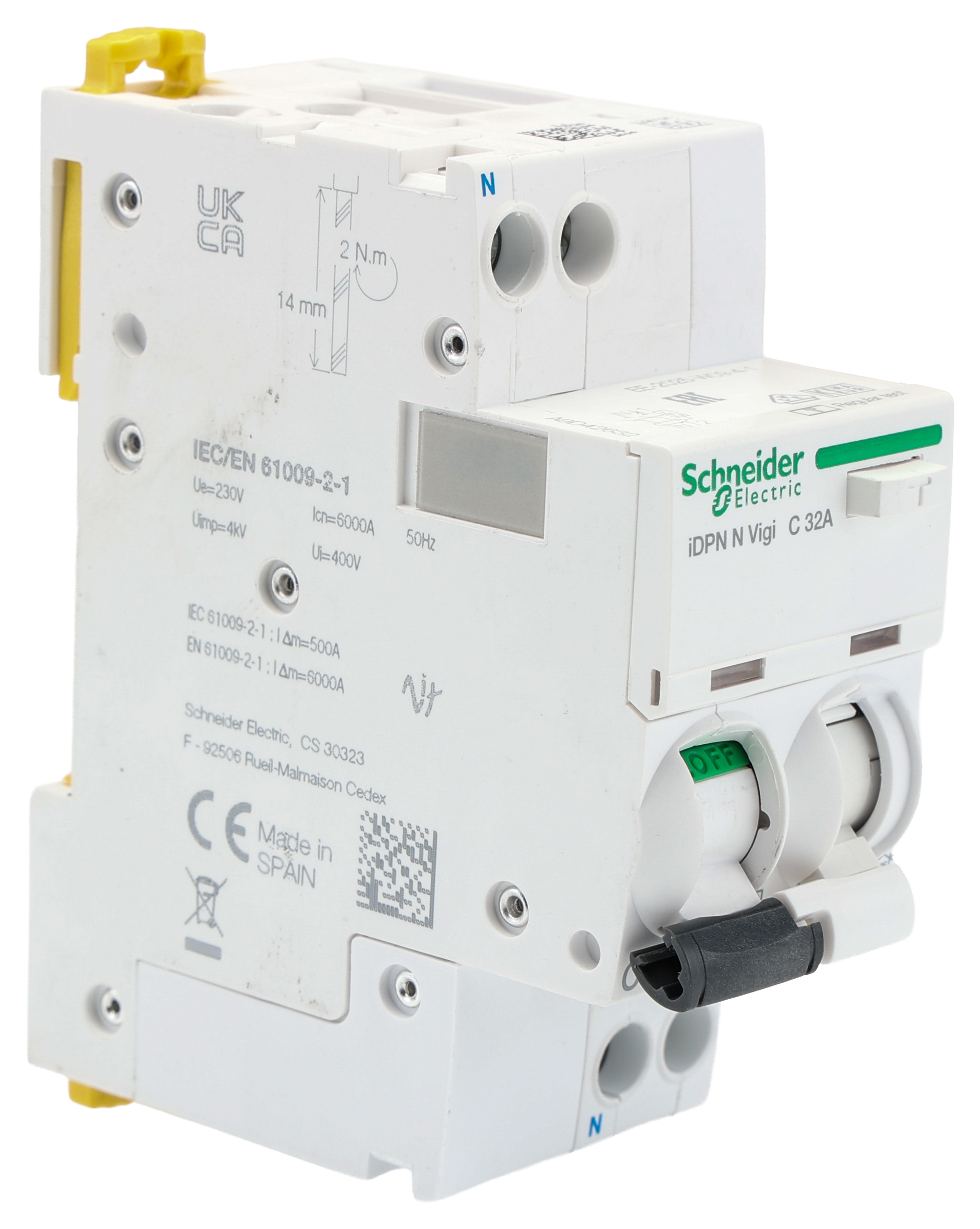 Schneider Electric Acti9 Series Residual Current Device, 32A, 1-Pole, 300 mA, Type C, 6000 A 230V ac