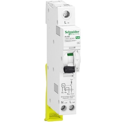 Schneider Electric Residual Current Circuit Breaker with Overload Protection, 25A Current Rating, 1-Pole, 25000 mA Trip