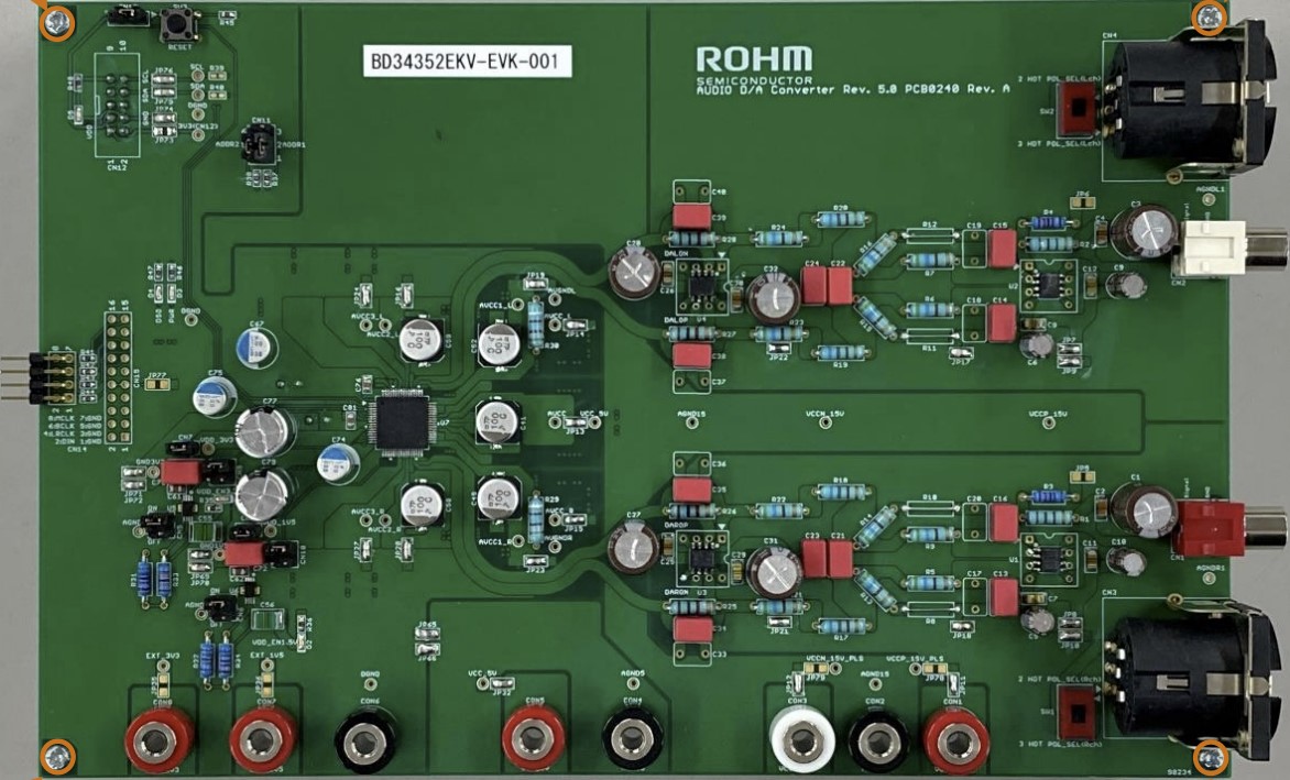 ROHM BD34352EKV Evaluation Board Evaluation Board Evaluation Board for BD34352EKV 32 Bit Stereo Audio D/A Converter