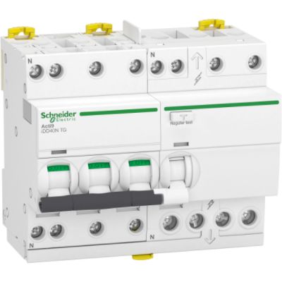 Schneider Electric Residual Current Circuit Breaker with Overload Protection, 25A Current Rating, 3-Pole, 30 mA Trip