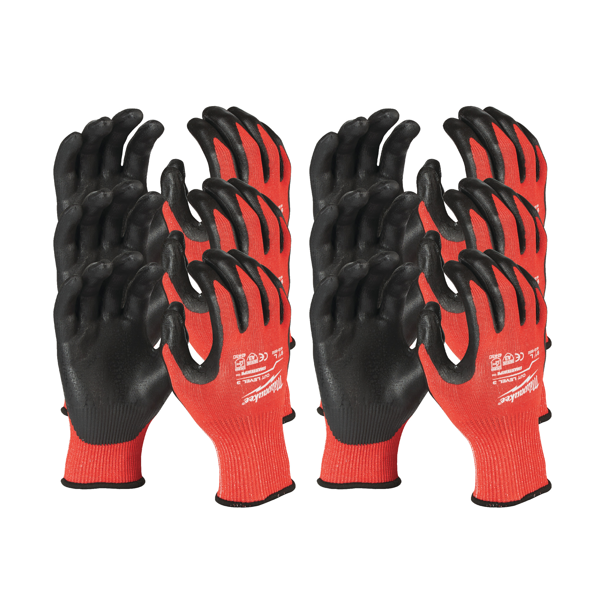 Milwaukee CUT C Black, Red Nitrile Nitrile Work Gloves, Size 10/XL, Nitrile Coating