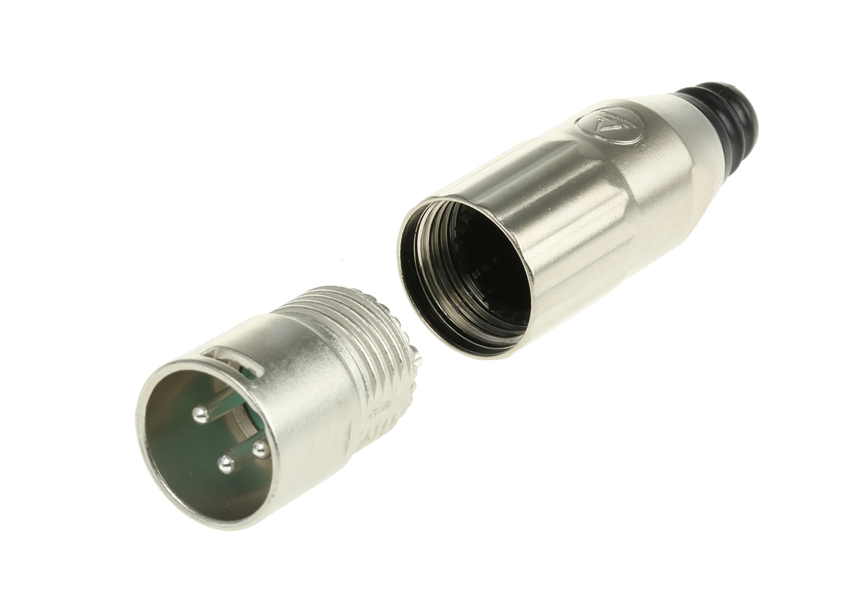 Switchcraft Cable XLR Connector, Straight Male, 3 Way, Silver Plating