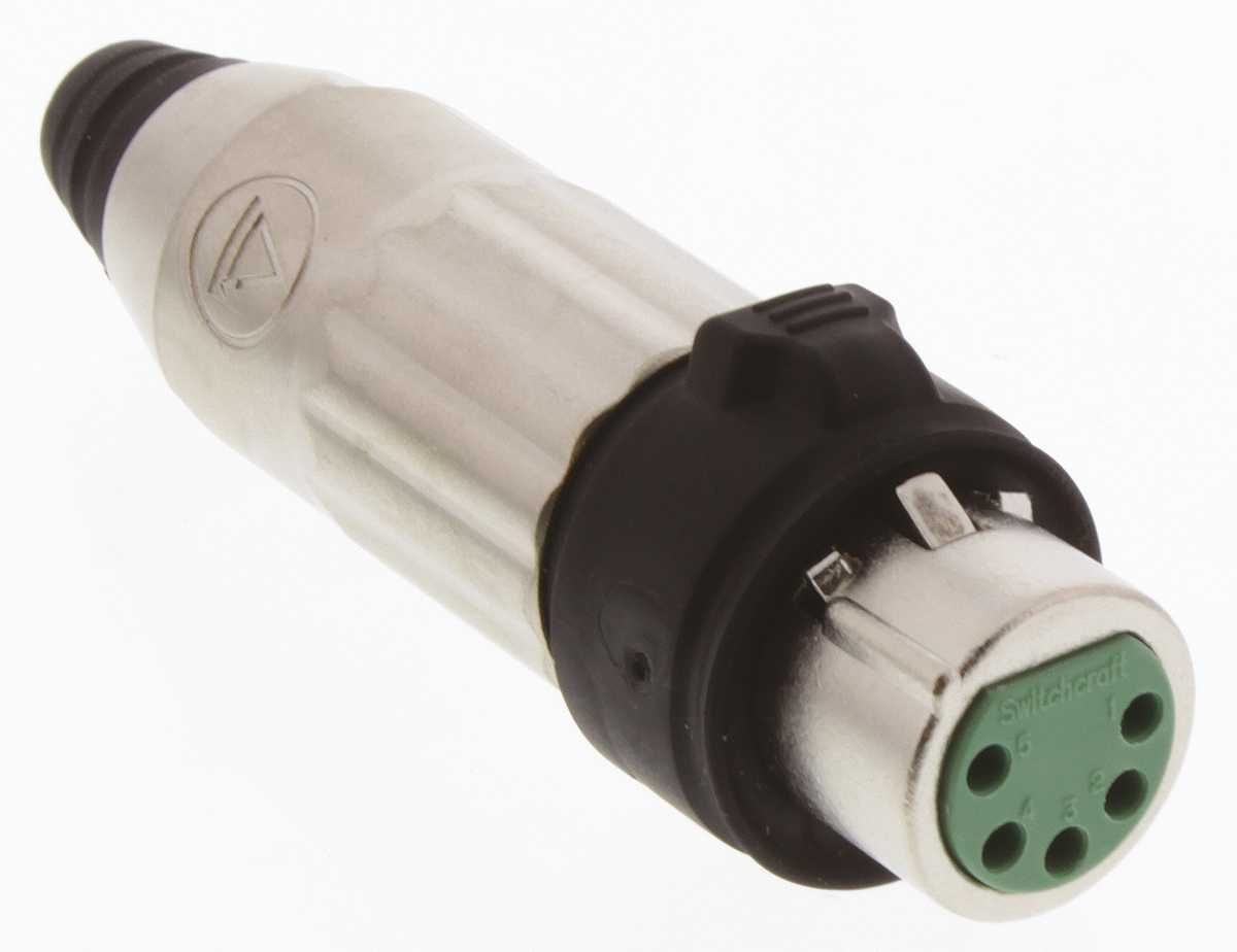 Switchcraft Cable XLR Connector, Straight, 500V Female, 5 Way, Gold Plating