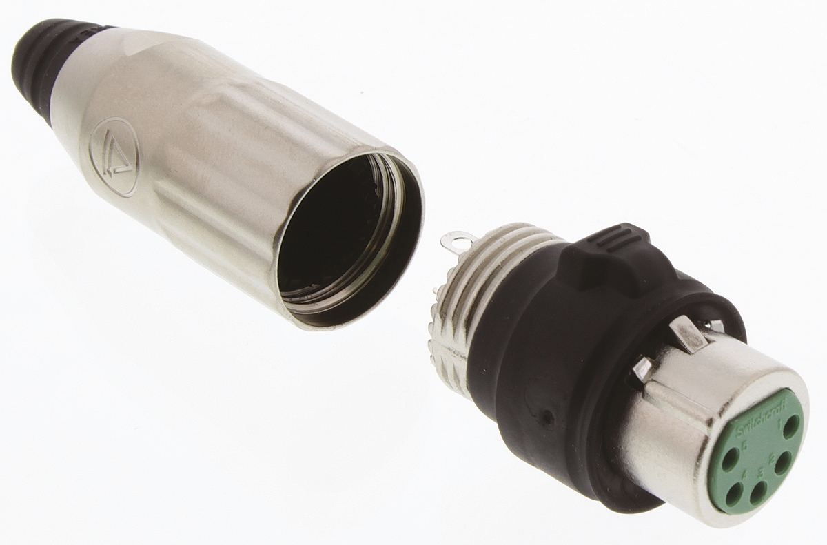 aaa5fzh Switchcraft Cable XLR Connector, Straight, 500V Female, 5 Way, Gold Plating