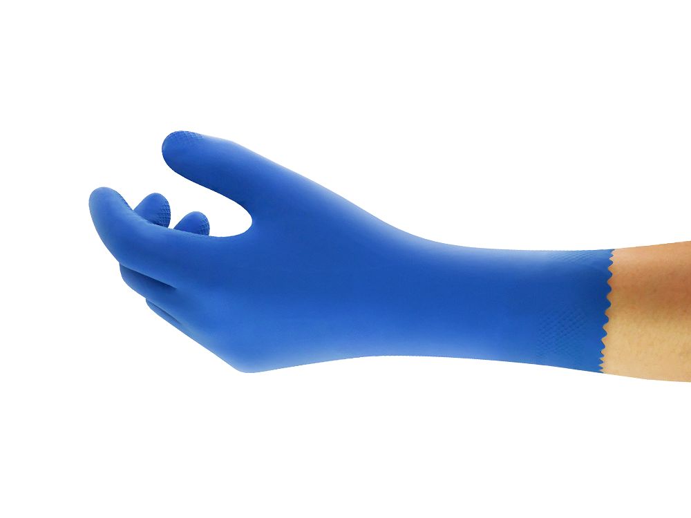 Ansell AlphaTec Blue Unlined Latex Work Gloves, Size 9, Latex Coating