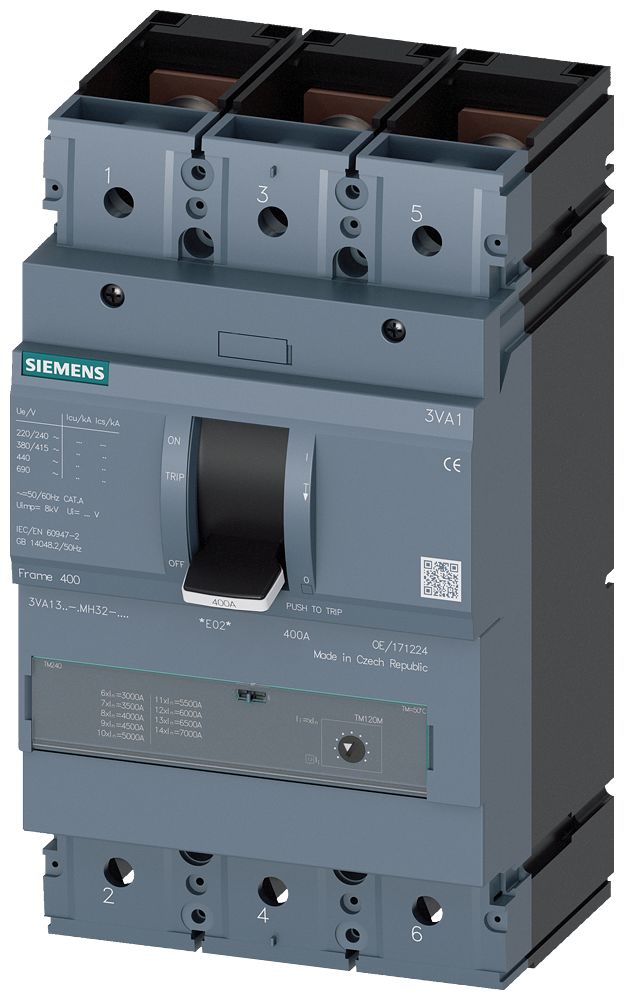 Siemens, SENTRON MCCB 3P 250A, Breaking Capacity 70 kA, Fixed Mount