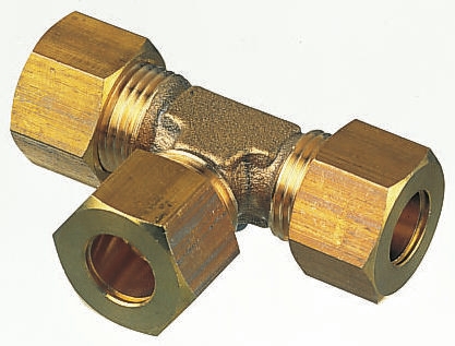 Legris Brass Pipe Fitting, Tee Compression Equal Tee, Female to Female 8mm