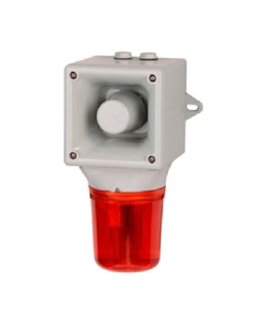 e2s AB105LDA Series Amber, Blue, Clear, Green, Red, Yellow LED Beacon, IP65 230V Wall 113 dB @ 1m
