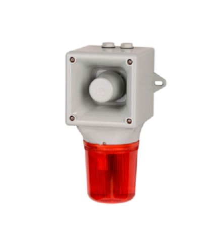 e2s AB105LDA Series Clear, Yellow, Red, Green, Blue, Amber LED Beacon, IP65 24V Wall 113 dB @ 1m