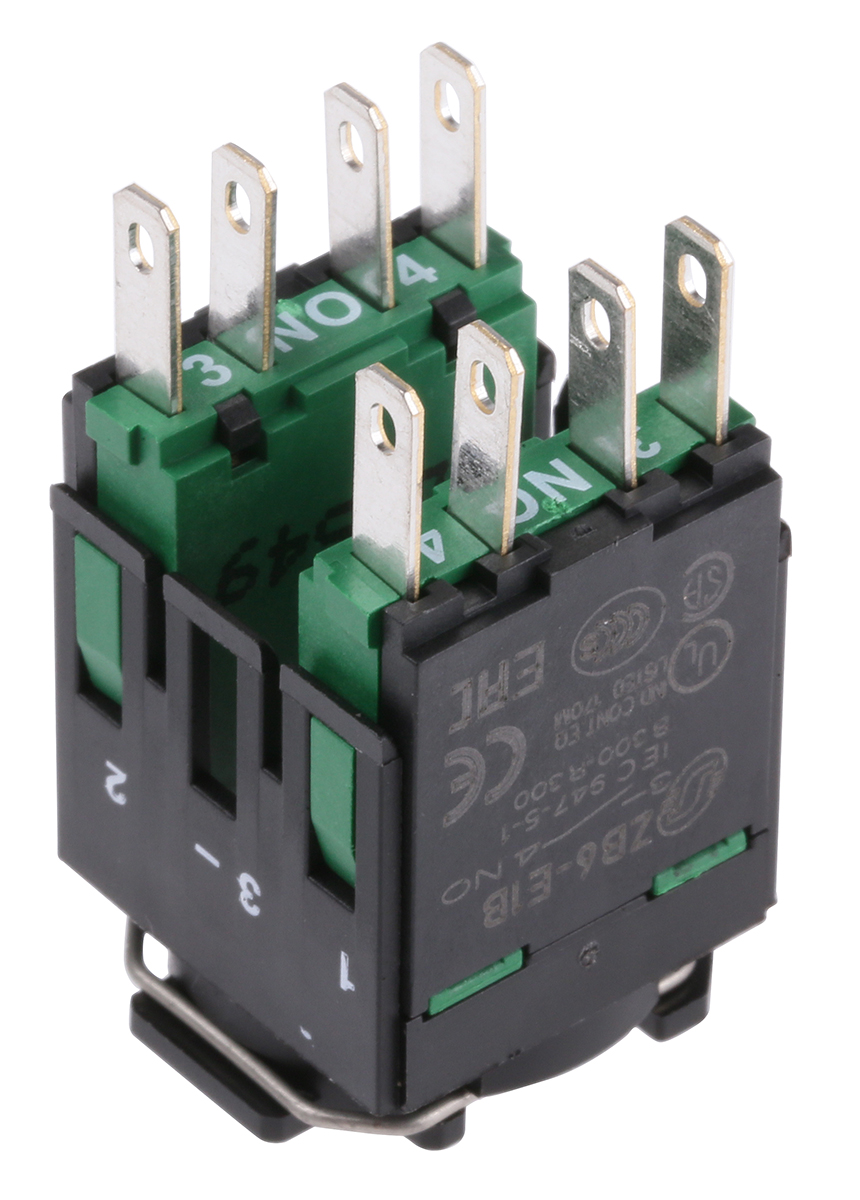 Schneider Electric Harmony XB6 Contact Block 2NO Faston Connectors terminal
