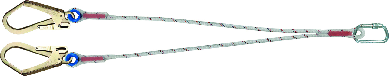 Tractel 1m Safety Rope Lanyard Screw Karabiner Twin