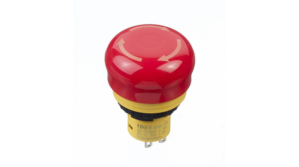 Idec X6 Series Latching Emergency Stop Push Button, Panel Mount, 16.2 mm Cutout, 2 NC, IP65