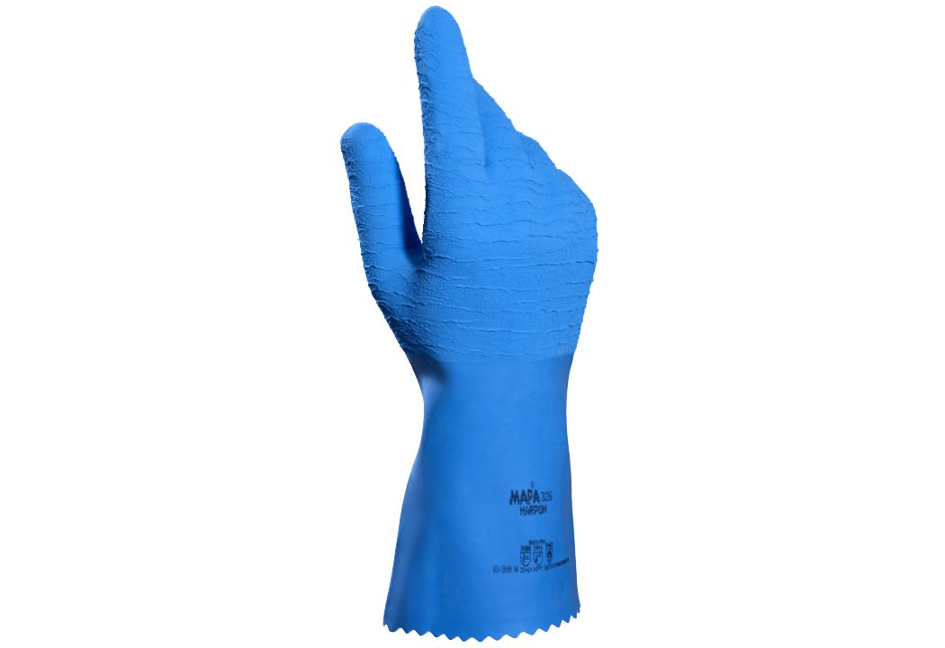 Mapa HARPON 326 Blue Natural Latex Work Gloves, Size 9