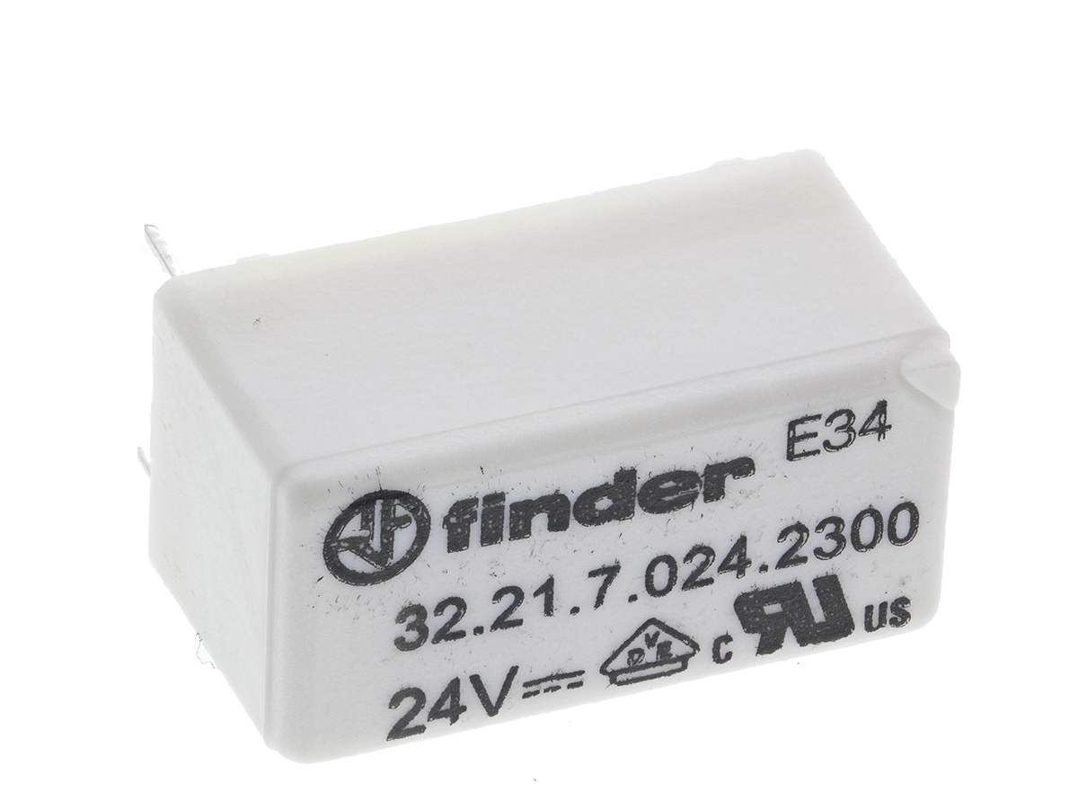 Finder PCB Mount Power Relay, 24V dc Coil, 6A Switching Current, SPST