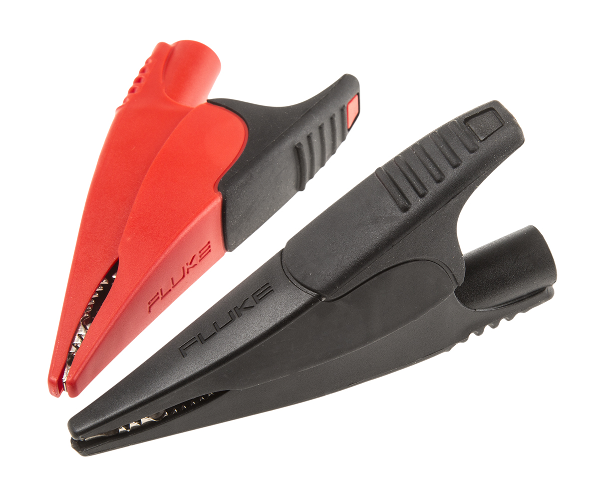 Fluke Crocodile Clip, Nickel Plated Steel Contact, Red, Black