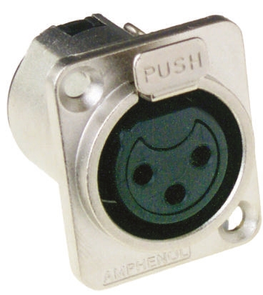 Amphenol PCD US Panel XLR Connector, Straight, 133V Female, 3 Way, Tin Plating