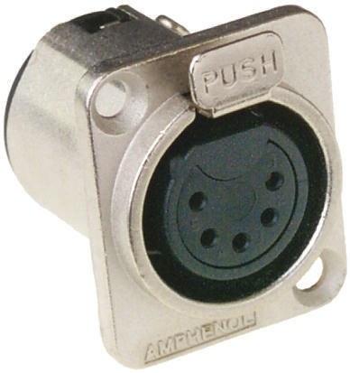 Amphenol PCD US Panel XLR Connector, Straight, 133V Female, 5 Way, Tin Plating