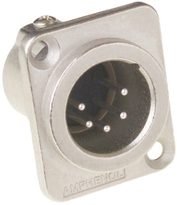 Amphenol PCD US Panel XLR Connector, Straight, 133V Male, 5 Way, Silver Plating