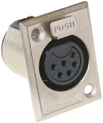 Amphenol PCD US Panel XLR Connector, Straight, 133V Female, 6 Way, Silver Plating