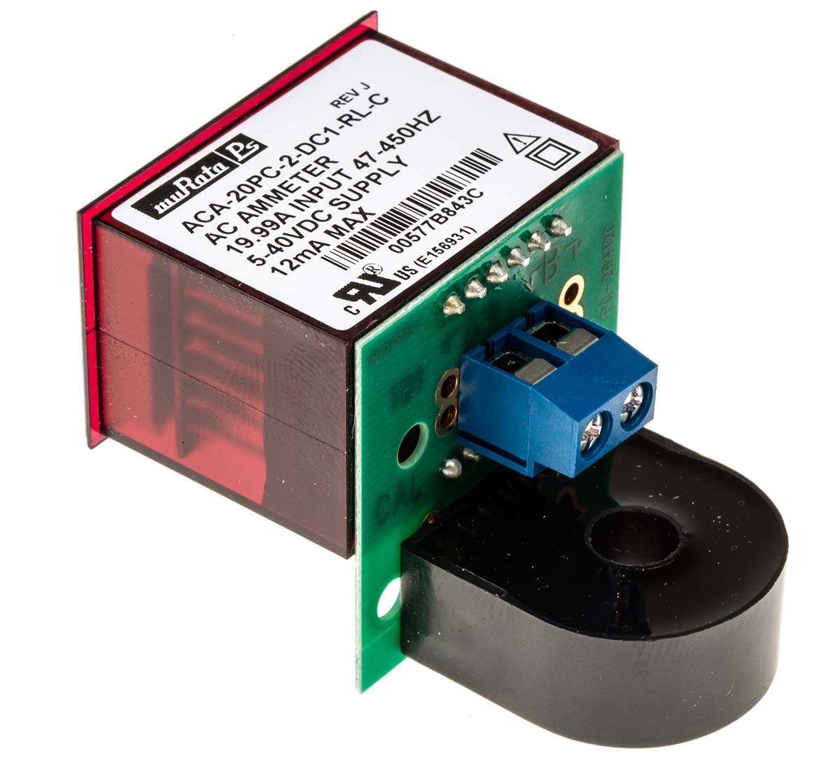 Murata Power Solutions ACA-20PC Digital Ammeter 100 A AC/DC, 0.838 in x 1.336 in, ±0.15 % FS Current Transformer