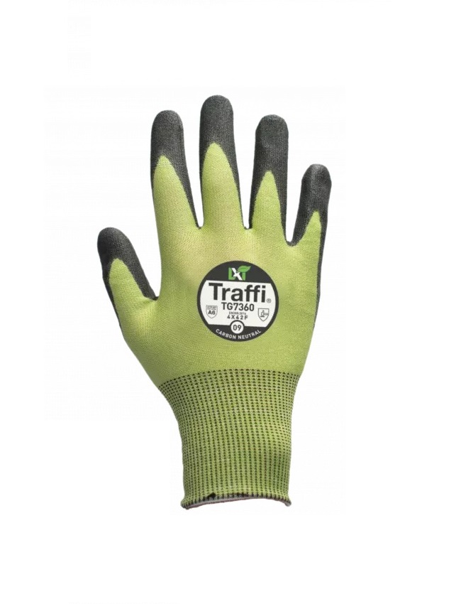 Traffi TG7360 Green Yarn Work Gloves, Size 5