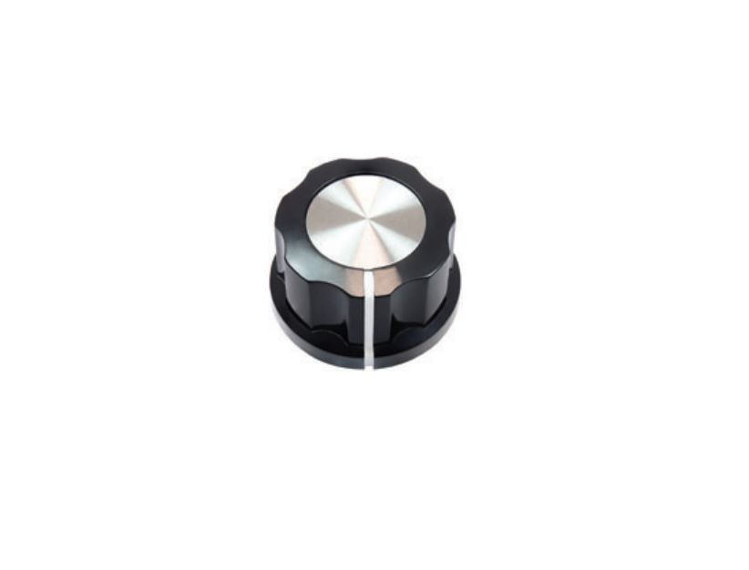 Vishay 20 mm Knob Diameter Black Potentiometer Knob for 6.35 mm Shaft Round Shaft, ACCKIS2012NLD14
