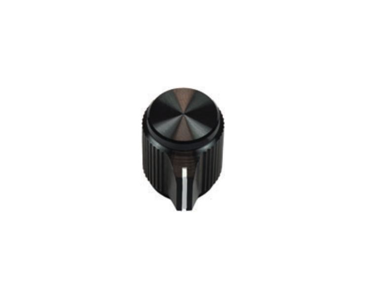 Vishay 12.7 mm Knob Diameter Black Potentiometer Knob for 6.35 mm Shaft Round Shaft, ACCKMP1316NLS14