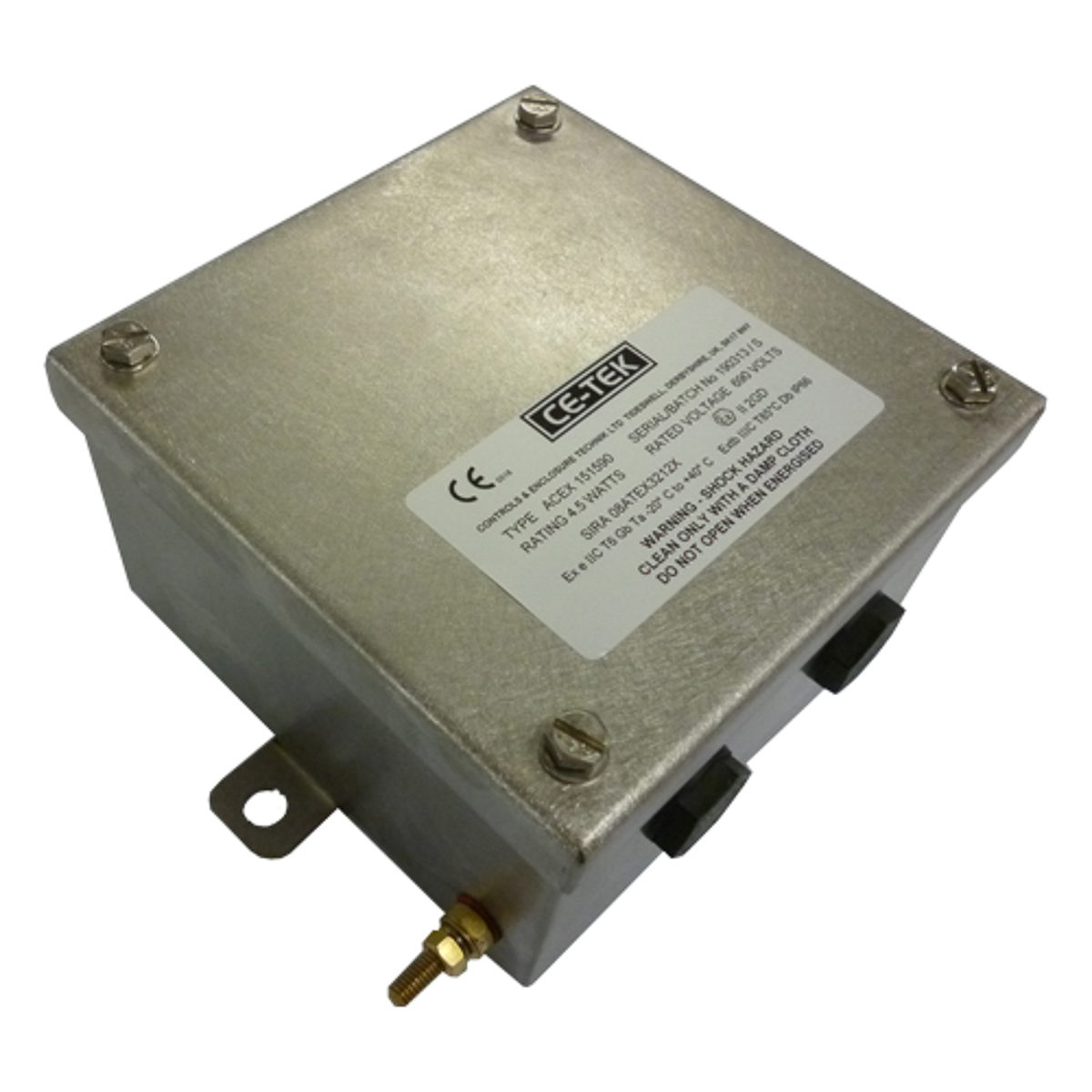 CE-TEK ACEX Series 316L Stainless Steel Junction Box, IP66, 7 Terminals, ATEX, 150 mm, 90mm 150 mm