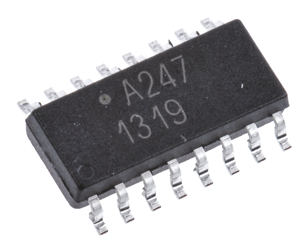 Broadcom ACPL-247-500E DC Input 2-Channel Optocoupler, Surface Mount, 16-Pin SOIC
