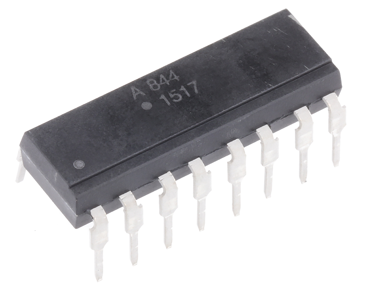 Broadcom ACPL-844-000E AC Input 4-Channel Optocoupler, Through Hole, 16-Pin PDIP