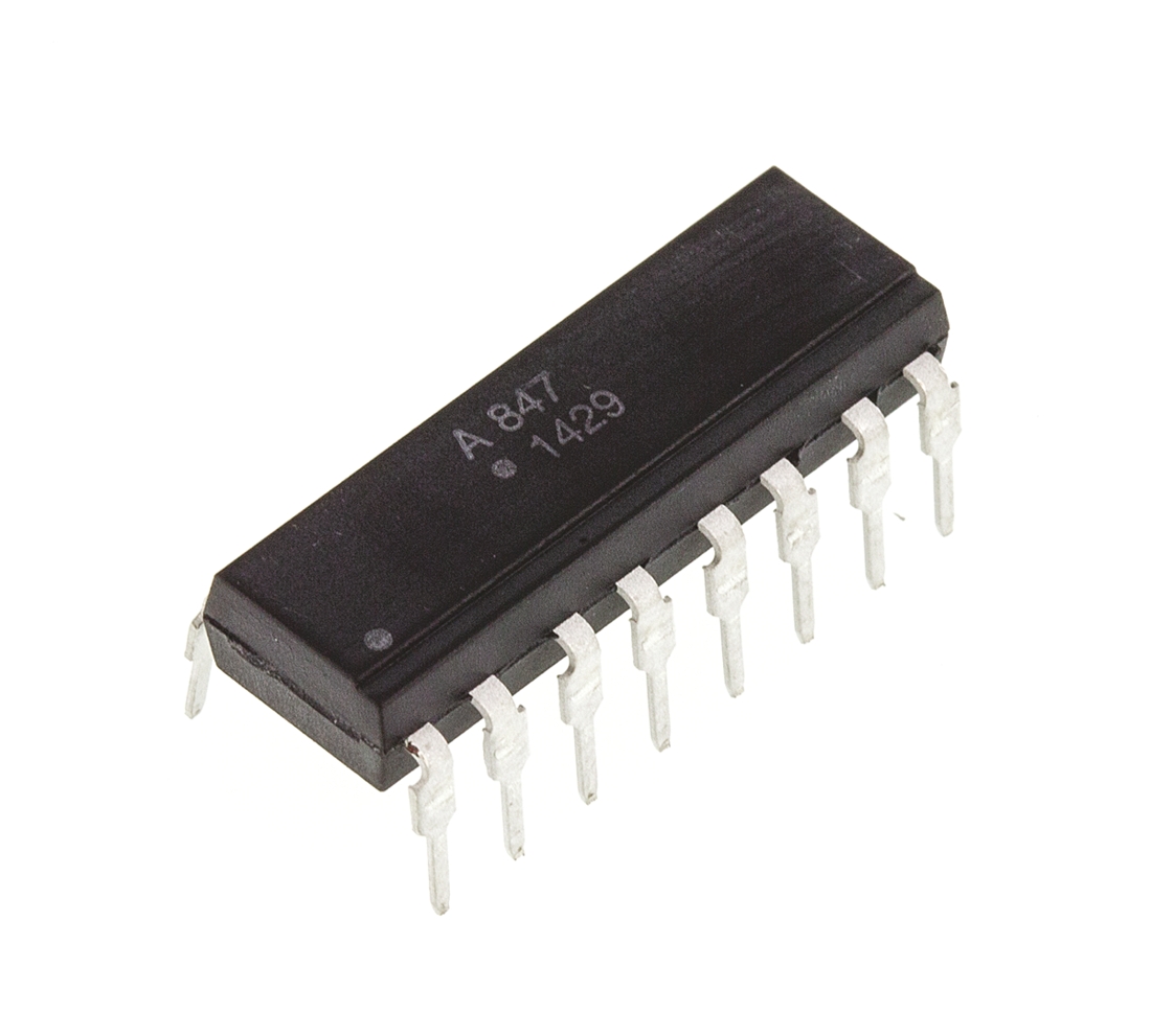 Broadcom ACPL-847-000E DC Input 4-Channel Optocoupler, Through Hole, 16-Pin PDIP