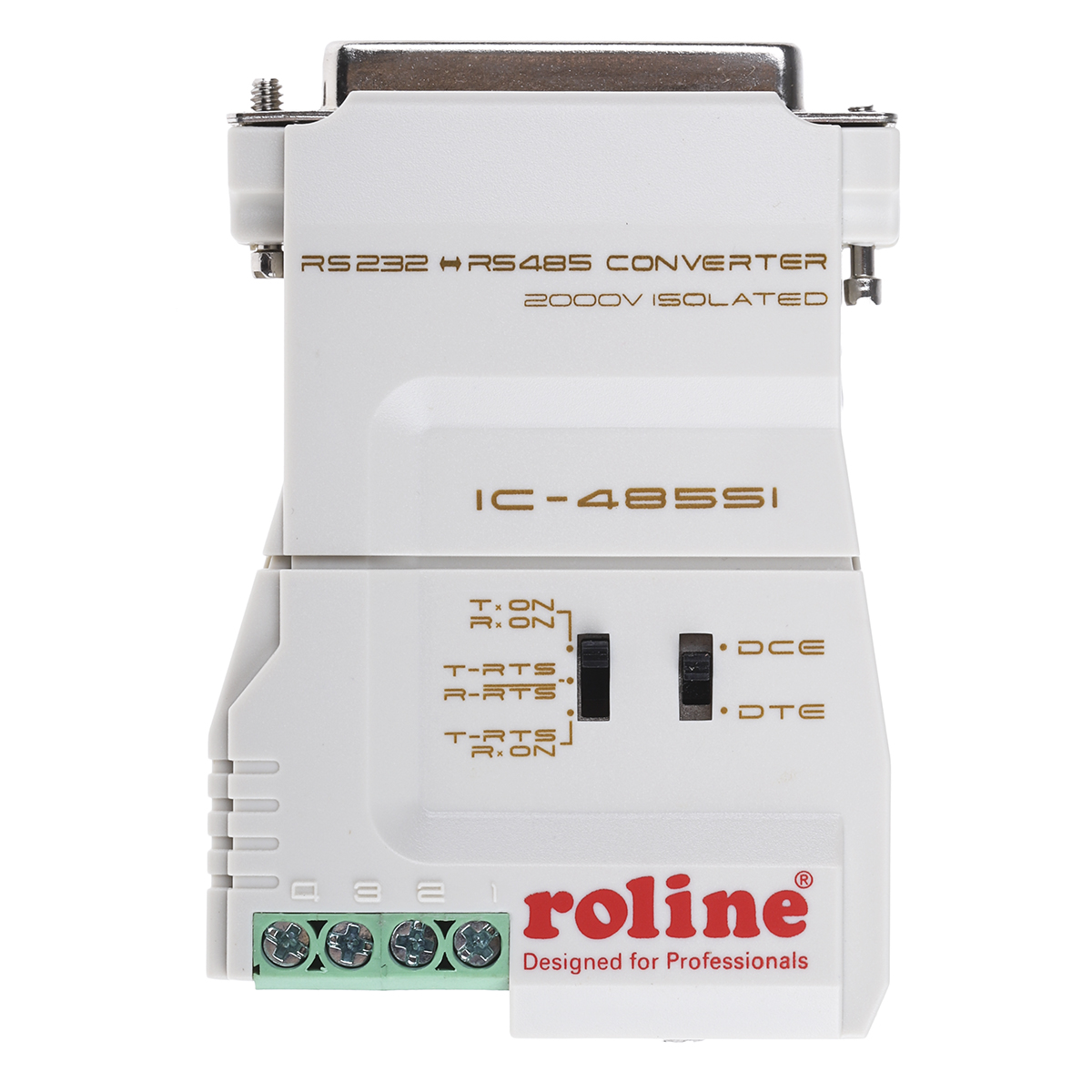 255-9762 Roline RS232, RS485 D Sub 25 Pin Terminal Block Interface Converter